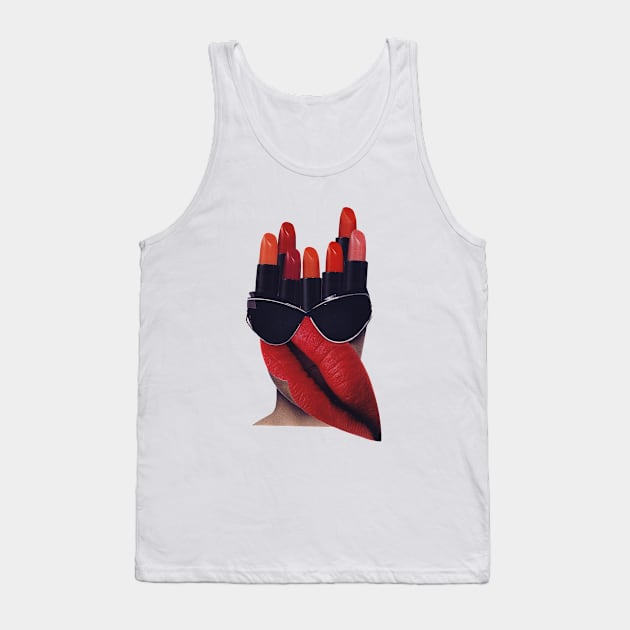 Lady with Red Lipsticks Tank Top by Luca Mainini